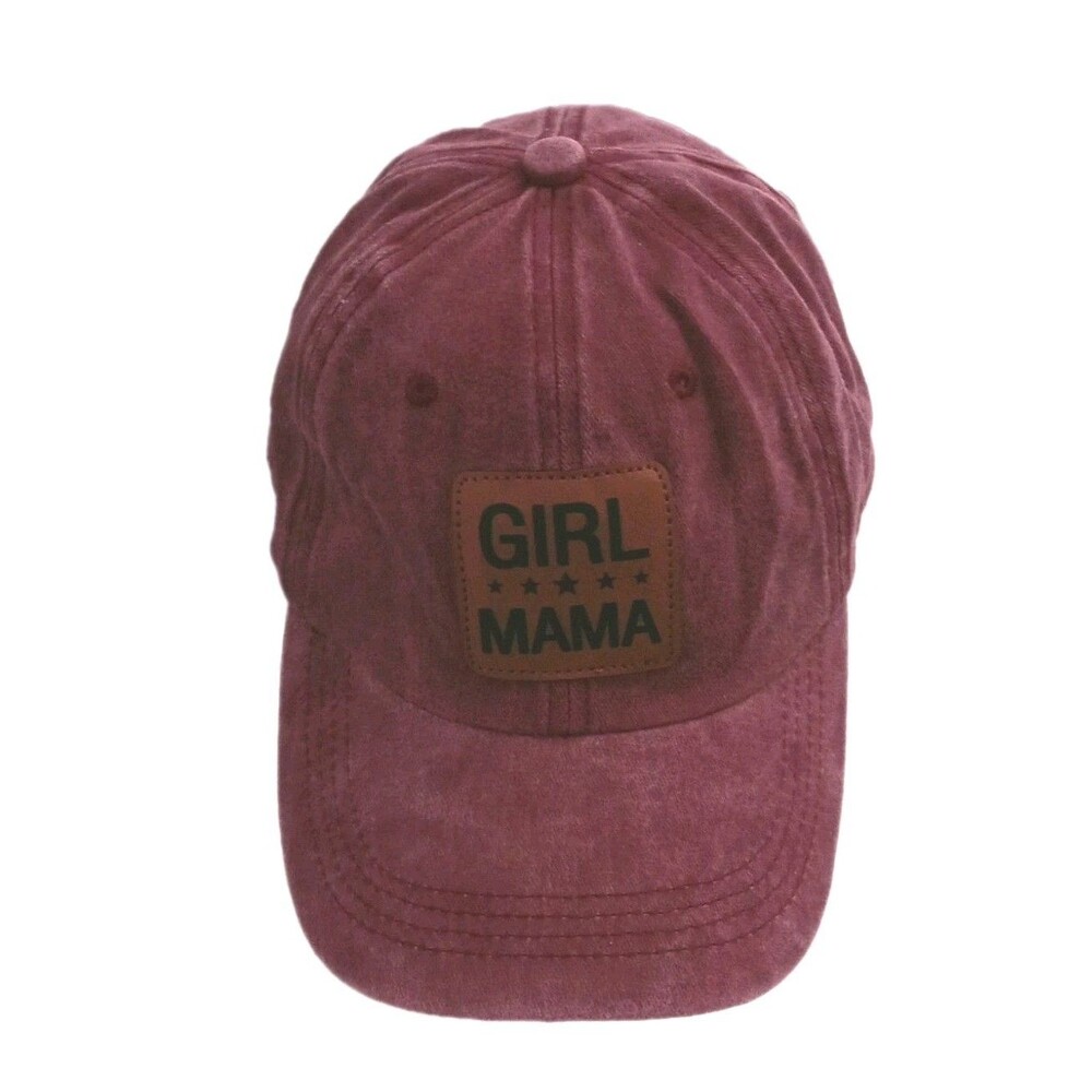 Girl Mama Women's Baseball Cap Burgundy Adjustable 100% Cotton Logo Patch